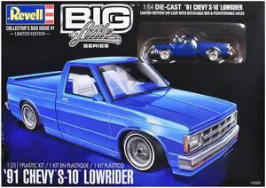 Level 4 Model Kit 1991 Chevrolet S-10 Lowrider Pickup Truck with 1/64 Diecast Version Included 1/25 Scale Model by Revell