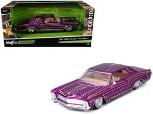 1965 Buick Riviera Lowrider Purple Metallic with Graphics "Lowriders" Series 1/26 Diecast Model Car by Maisto