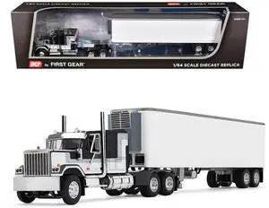 GMC General with 60" Flat Top Sleeper and 40' Vintage Trailer Black with Gray and White 1/64 Diecast Model made by DCP/First Gear