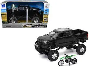 Toyota Tundra Pro Truck Black and Kawasaki KX 250 Motorcycle Green & White "Xtreme Off-Road" 1/32 Diecast Model by New Ray