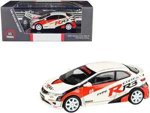 2007 Honda Civic Type R FN2 White "Race Livery" 1/64 Diecast Model Car by Paragon Models