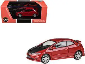 2007 Honda Civic Type R FN2 Milano Red with Carbon Hood 1/64 Diecast Model Car by Paragon