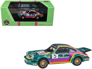 1975 Porsche 911 Carrera RSR 3.0 #5 "Kremer Racing - Vaillant" Green with Stripes 1/64 Diecast Model Car by Paragon