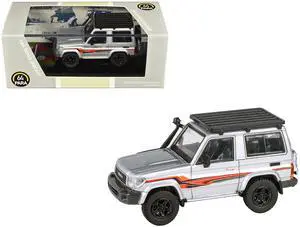 2014 Toyota Land Cruiser LC 71 Silver Metallic with Graphics 1/64 Diecast Model Car by Paragon Models