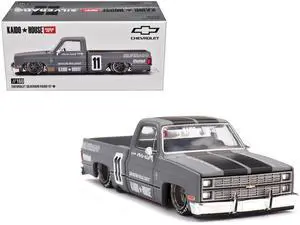 Chevrolet Silverado "KAIDO V2" Pickup Truck #11 Gray with Black Stripes "Kaido House" Special 1/64 Diecast Model Car by Mini GT