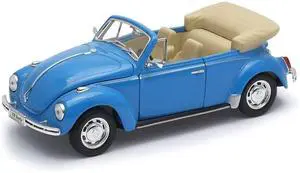 Volkswagen Beetle Convertible Blue 1/24 Diecast Car Model by Welly