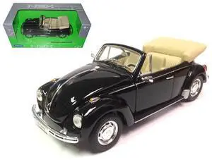 Volkswagen Beetle Convertible Black 1/24 Diecast Model Car by Welly
