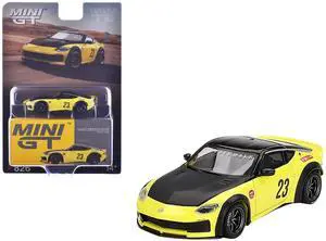 Nissan Z "LB-Nation Works" #23 Ikazuchi Yellow with Black Hood and Top Limited Edition 1/64 Diecast Model Car by Mini GT