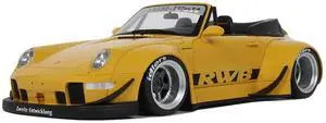 2023 Porsche 911 RWB Body Kit Yellow with Black Stripes 1/18 Model Car by GT Spirit