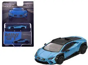 Lamborghini Huracan Sterrato Blu Aegir Blue Metallic with Black Top Limited Edition 1/64 Diecast Model Car by Mini GT