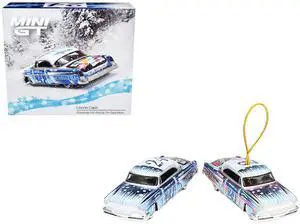 1954 Lincoln Capri "Christmas Hot Rod 2024 Ed" #24 Blue Metallic with Christmas Graphics 1/64 Diecast Model Car by Mini GT