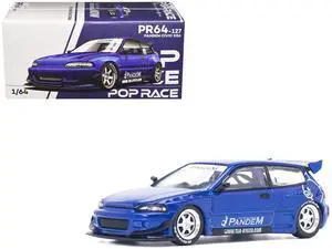 Pandem Civic EG6 RHD (Right Hand Drive) Blue Metallic 1/64 Diecast Model Car by Pop Race