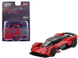 Aston Martin Valkyrie Hyper Red with Carbon Top Limited Edition to 3960 pieces Worldwide 1/64 Diecast Model Car by Mini GT