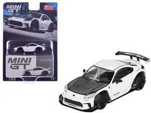 Toyota GR86 "LB-Nation - Liberty Walk" White with Carbon Hood Limited Edition 1/64 Diecast Model Car by Mini GT