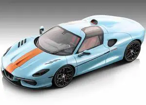 2021 Touring Superleggera Arese RH95 Light Blue w/Orange Stripes "Gulf Livery" Ltd Ed to 65 pieces 1/18 Model Car by Tecnomodel