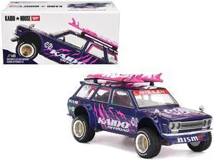Datsun Kaido 510 Wagon 4x4 RHD #90 "Kaido Offroad V2" Purple w/Pink and Surfboards 1/64 Diecast Model Car by Mini GT