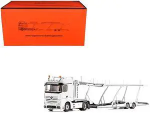 Mercedes-Benz Actros Auto Transporter White 1/64 Diecast Model by GCD