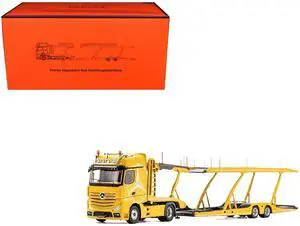 Mercedes-Benz Actros Auto Transporter Yellow 1/64 Diecast Model by GCD