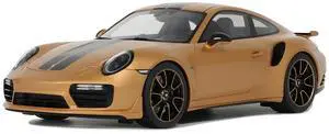 Porsche 991.2 Turbo S Orange Metallic with Black Stripes 1/18 Model Car by GT Spirit