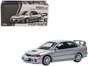 Mitsubishi Lancer Evolution IV RHD (Right Hand Drive) Steel Silver Metallic 1/64 Diecast Model Car by Pop Race