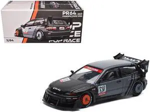 Pandem Civic EG6 RHD (Right Hand Drive) "Kanjozoku" Matt Black and Gray with Graphics 1/64 Diecast Model Car by Pop Race