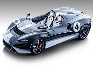 2020 McLaren Elva Convertible #4 Black w/Silver Accents "Exclusive Collection" Ltd Ed to 79 pcs 1/18 Model Car by Tecnomodel
