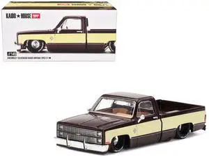 Chevrolet Silverado Truck "KAIDO Vintage Spec V1" Brown with Cream Sides "Kaido House" Special 1/64 Diecast Model Car by Mini GT