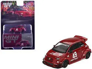ABARTH 595 #49 "LB-Works x Abas Works" Red Limited Edition 1/64 Diecast Model Car by Mini GT