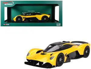 Aston Martin Valkyrie Cosmopolitan Yellow Metallic and Carbon 1/18 Model Car by Top Speed