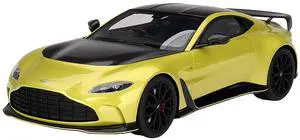 2022 Aston Martin V12 Vantage RHD (Right Hand Drive) Cosmopolitan Yellow with Black Hood and Top model 1/18 Car by Top Speed
