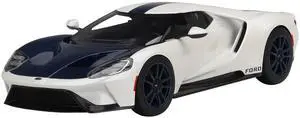 Ford GT "1964 Prototype Heritage Edition" White with Dark Blue Hood and Stripe 1/18 Model Car by Top Speed