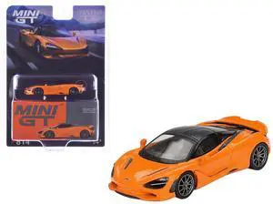 McLaren 750S McLaren Orange with Black Top Limited Edition 1/64 Diecast Model Car by Mini GT