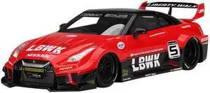 Nissan 35GT-RR Ver.1 LB-Silhouette Works GT #5 RHD (Right Hand Drive) LBWK Red and Black 1/18 Model Car by Top Speed