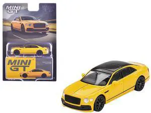 Bentley Flying Spur Monaco Yellow with Black Top Limited Edition 1/64 Diecast Model Car by Mini GT