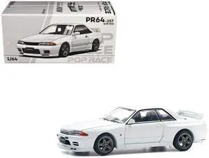 GTR R32 RHD (Right Hand Drive) Crystal White 1/64 Diecast Model Car by Pop Race