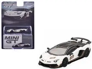 Lamborghini Aventador SVJ 63 Bianco Asopo White with Carbon Top Limited Edition 1/64 Diecast Model Car by Mini GT