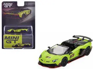 Lamborghini Aventador SVJ 63 Roadster Verde Shock Green Limited Edition 1/64 Diecast Model Car by Mini GT