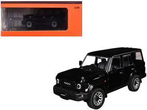 Toyota Land Cruiser (J76) RHD (Right Hand Drive) Black 1/64 Diecast Model Car by GCD