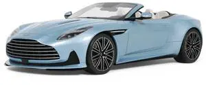 2023 Aston Martin DB12 Volante Caribbean Blue Pearl with White Interior 1/18 Model Car by GT Spirit