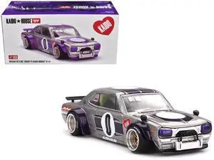 Nissan Skyline 2000GT-R "Kaido Works V1" RHD #0 Silver Metallic with Purple "Kaido House" 1/64 Diecast Model Car by Mini GT