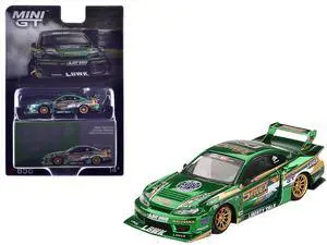 Nissan Silvia (S15) LB-Super Silhouette RHD "Fausto Racing 2024" Green Metallic Limited Ed 1/64 Diecast Model Car by Mini GT
