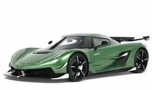 Koenigsegg Jesko Green Metallic with Black Stripes 1/18 Model Car by GT Spirit