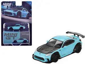 Toyota GR86 "LB-Nation - Liberty Walk" Baby Blue with Carbon Hood Limited Edition 1/64 Diecast Model Car by Mini GT