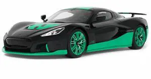 2023 Rimac Nevera Black with Green Stripes 1/18 Model Car by GT Spirit