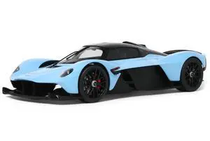 2023 Aston Martin Valkyrie Light Blue with Black Top 1/18 Model Car by GT Spirit