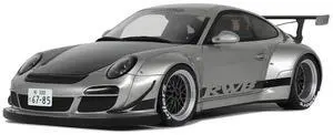 2024 Porsche 911 RWB Abu Silver Metallic with Black Hood 1/18 Model Car by GT Spirit