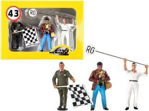Set of 3 Figurines Robert Photographer, Leon Swen Race Director & Manfred The Mechanic for 1/43 Scale Models Le Mans Miniatures