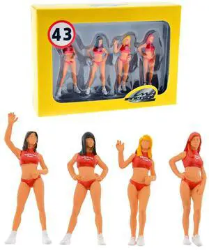 "Hawaiian Tropic Girls" Set of 4 Figurines for 1/43 Scale Model Cars by LeMans Miniatures