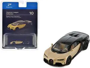 Bugatti Chiron Supersport Silk Gold Metallic and Nocturne Black "Hypercar League Collection" 1/64 Diecast Model Car PosterCars