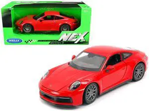 Porsche 911 Carrera 4S Red with Gray Wheels "NEX Models" 1/24 Diecast Model Car by Welly